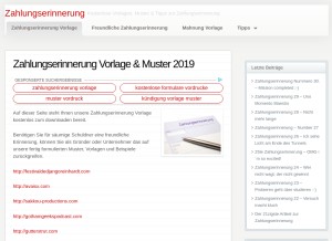 How zahlungserinnerung-vorlage.de looks like on a tablet such as an iPad.