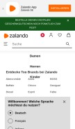 How zalando.ch looks like on a mobile device such as an iPhone.