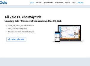 How zaloapp.com looks like on a tablet such as an iPad.