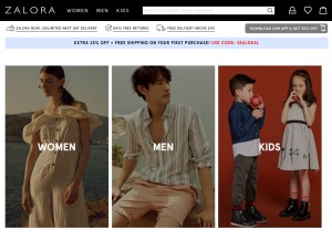 How zalora.sg looks like on a tablet such as an iPad.