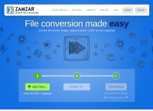 How zamzar.com looks like on a tablet such as an iPad.