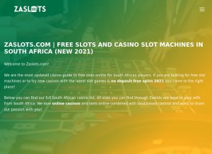 How zaslots.com looks like on a tablet such as an iPad.