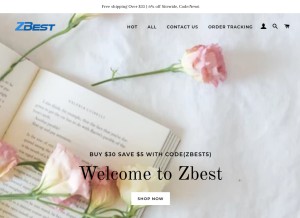 How zbest.com looks like on a tablet such as an iPad.