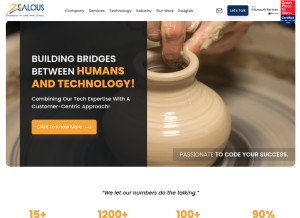 How zealousys.com looks like on a tablet such as an iPad.