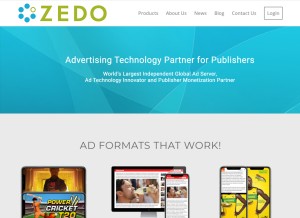 How zedo.net looks like on a tablet such as an iPad.