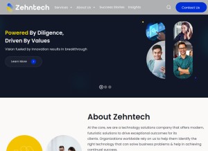 How zehntech.com looks like on a tablet such as an iPad.
