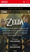 How zelda.com looks like on a mobile device such as an iPhone.