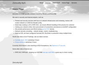 How zencurity.dk looks like on a tablet such as an iPad.