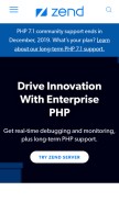 How zend.com looks like on a mobile device such as an iPhone.