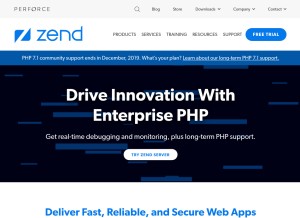How zend.com looks like on a tablet such as an iPad.