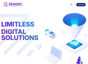 How zendecinfotech.com looks like on a tablet such as an iPad.