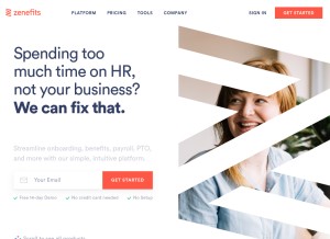 How zenefits.com looks like on a tablet such as an iPad.