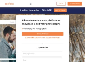 How zenfolio.com looks like on a tablet such as an iPad.