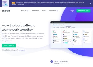 How zenhub.com looks like on a tablet such as an iPad.