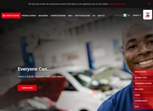 How zenithbank.com looks like on a tablet such as an iPad.