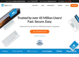 How zenmate.com looks like on a tablet such as an iPad.