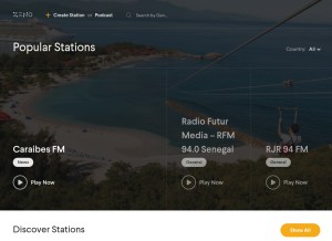 How zenoradio.com looks like on a tablet such as an iPad.
