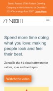 How zenoti.com looks like on a mobile device such as an iPhone.