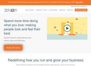 How zenoti.com looks like on a tablet such as an iPad.
