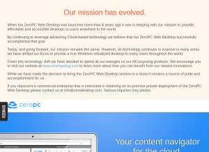 How zeropc.com looks like on a tablet such as an iPad.