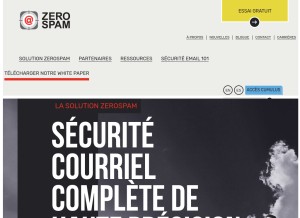 How zerospam.ca looks like on a tablet such as an iPad.
