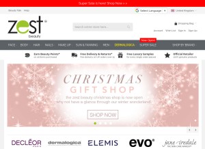 How zestbeauty.com looks like on a tablet such as an iPad.