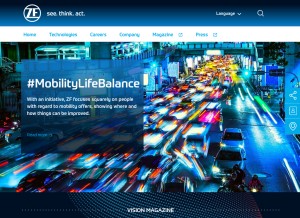 How zf.com looks like on a tablet such as an iPad.