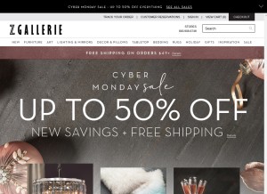 How zgallerie.com looks like on a tablet such as an iPad.