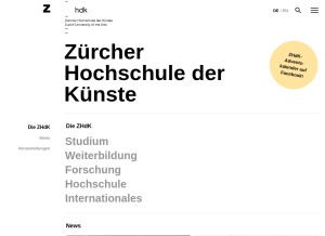 How zhdk.ch looks like on a tablet such as an iPad.