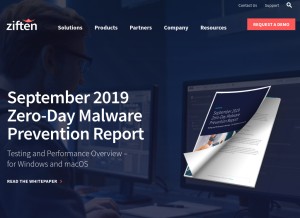 How ziften.com looks like on a tablet such as an iPad.