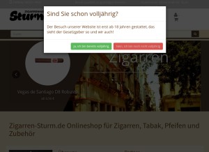 How zigarren-sturm.de looks like on a tablet such as an iPad.
