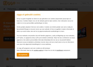 How ziggo.nl looks like on a tablet such as an iPad.