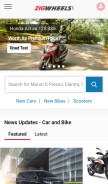 How zigwheels.com looks like on a mobile device such as an iPhone.