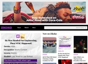 How zikoko.com looks like on a tablet such as an iPad.