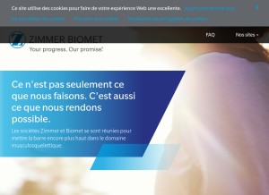 How zimmerbiomet.com looks like on a tablet such as an iPad.