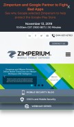 How zimperium.com looks like on a mobile device such as an iPhone.