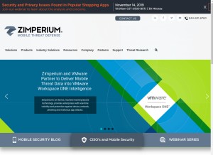 How zimperium.com looks like on a tablet such as an iPad.