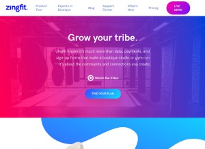 How zingfit.com looks like on a tablet such as an iPad.