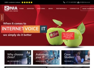 How zinia.co.za looks like on a tablet such as an iPad.