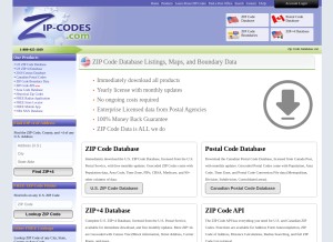 How zip-codes.com looks like on a tablet such as an iPad.