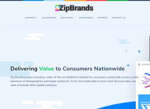 How zipbrands.com looks like on a tablet such as an iPad.