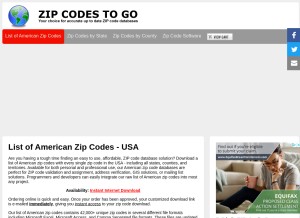 How zipcodestogo.com looks like on a tablet such as an iPad.