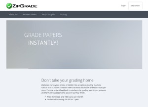 How zipgrade.com looks like on a tablet such as an iPad.