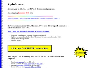 How zipinfo.com looks like on a tablet such as an iPad.