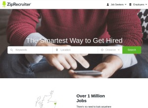 How ziprecruiter.com looks like on a tablet such as an iPad.