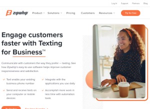 How zipwhip.com looks like on a tablet such as an iPad.