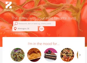 How zmenu.com looks like on a tablet such as an iPad.