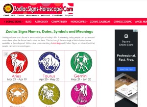 How zodiacsigns-horoscope.com looks like on a tablet such as an iPad.