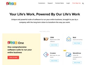 How zoho.eu looks like on a tablet such as an iPad.