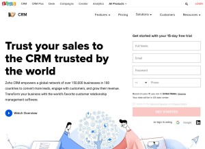 How zohocrm.com looks like on a tablet such as an iPad.